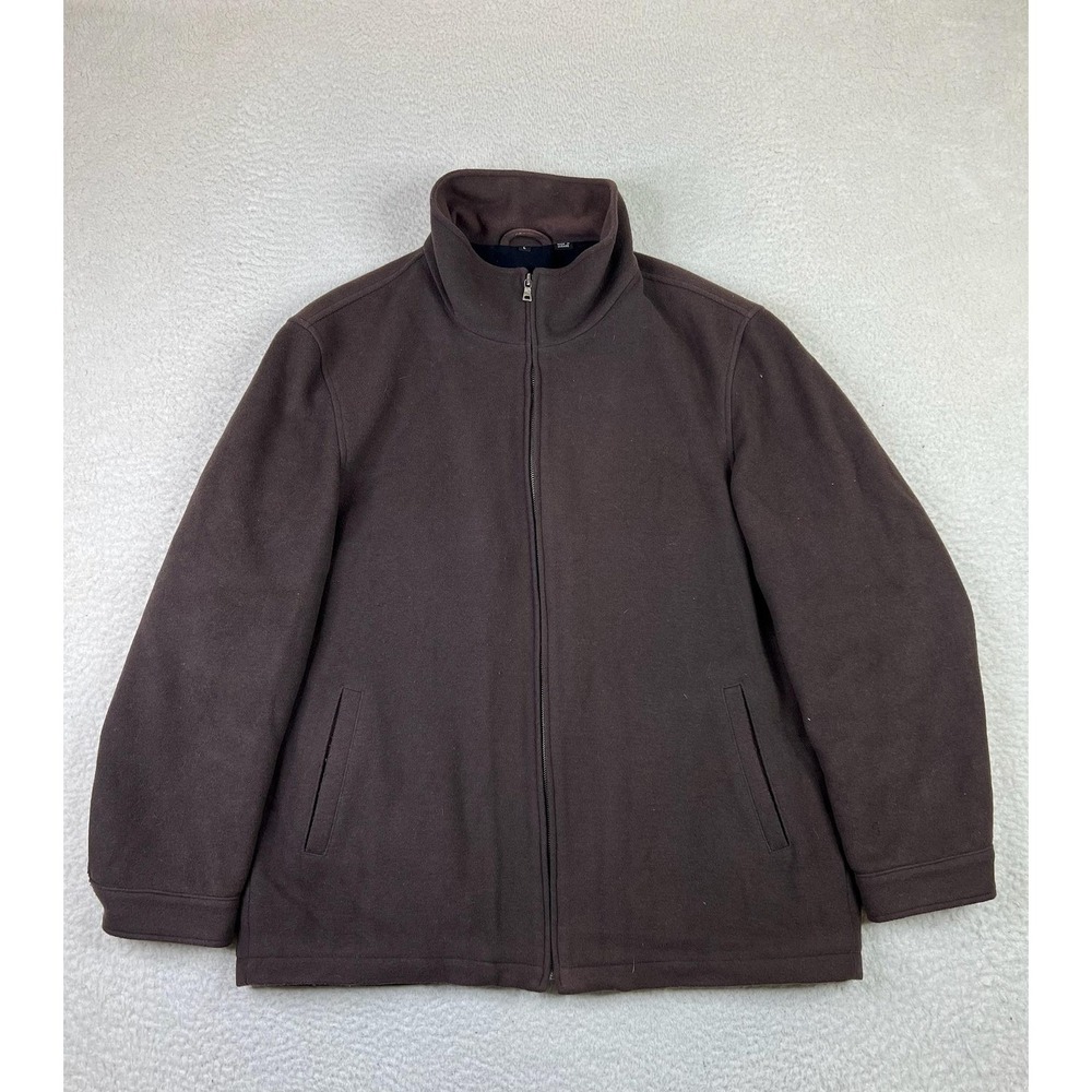 Alfani‎ Mens Brown Wool Blend Full Zip Quilted Lined Jacket Coat Large